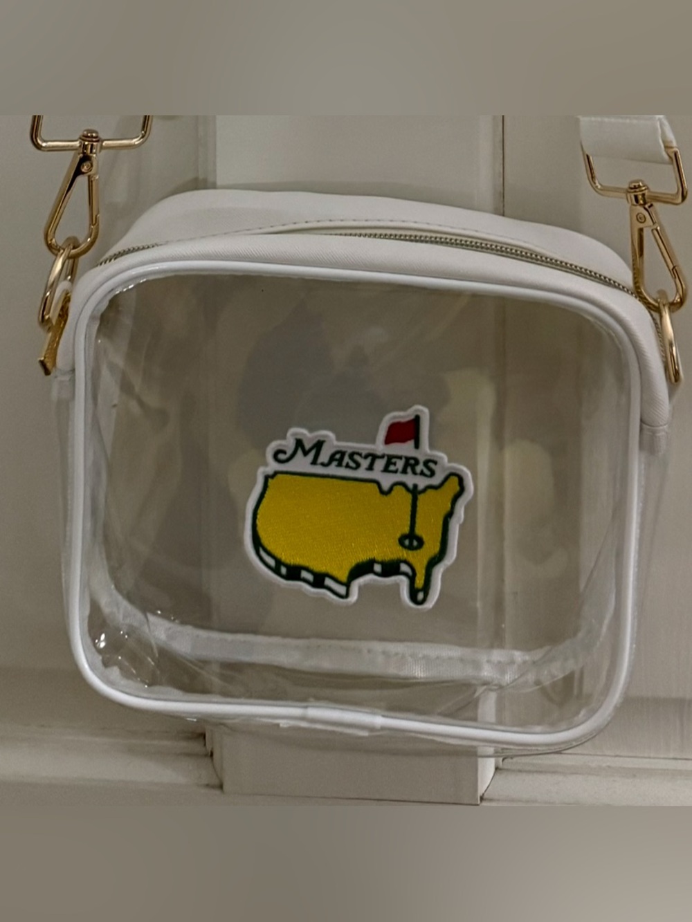 Clear PVC Crossbody Bag with White Trim and Masters Patch